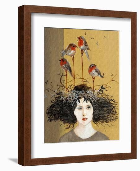 Women with Robins Nesting, 2016, Detail-Susan Adams-Framed Giclee Print
