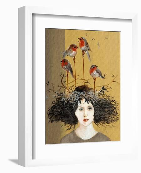 Women with Robins Nesting, 2016, Detail-Susan Adams-Framed Giclee Print