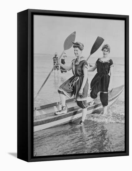 Women with Rowboat-null-Framed Stretched Canvas