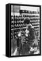 Women Worker in Safety Goggles Doing Acetylene Welding on Cylinder Water Jacket in Factory-null-Framed Stretched Canvas