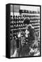 Women Worker in Safety Goggles Doing Acetylene Welding on Cylinder Water Jacket in Factory-null-Framed Stretched Canvas