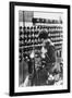 Women Worker in Safety Goggles Doing Acetylene Welding on Cylinder Water Jacket in Factory-null-Framed Photographic Print