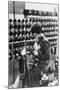 Women Worker in Safety Goggles Doing Acetylene Welding on Cylinder Water Jacket in Factory-null-Mounted Photographic Print