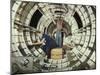 Women Workers Install Fixtures and Assemblies to a Tail Fuselage Section of a B-17 Bomber-null-Mounted Photo