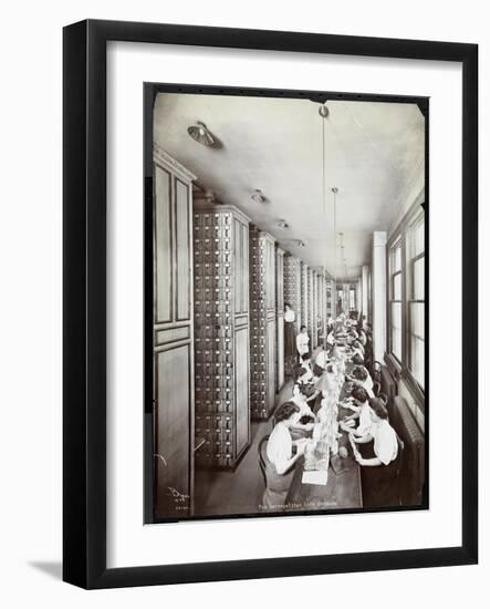 Women Working in a Filing Room, under Male Supervision, at the Metropolitan Life Insurance Co. at…-Byron Company-Framed Giclee Print