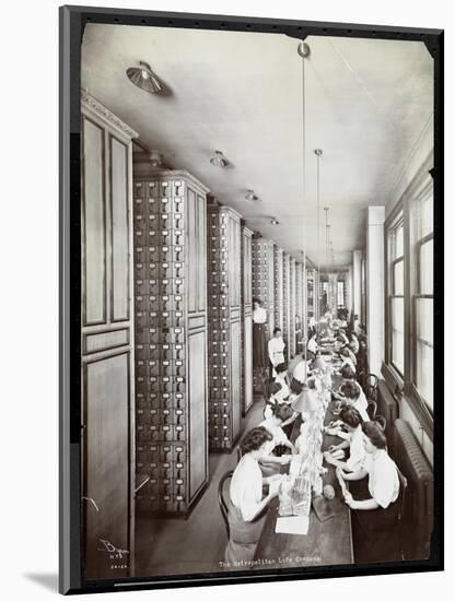 Women Working in a Filing Room, under Male Supervision, at the Metropolitan Life Insurance Co. at…-Byron Company-Mounted Giclee Print