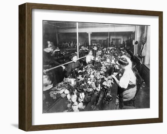 Women Working in a Teddy Bear Factory Photograph-Lantern Press-Framed Art Print