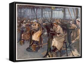 Women Working in Factory, Newcastle, from British Artists at the Front, Continuation of the Western-John Lavery-Framed Stretched Canvas