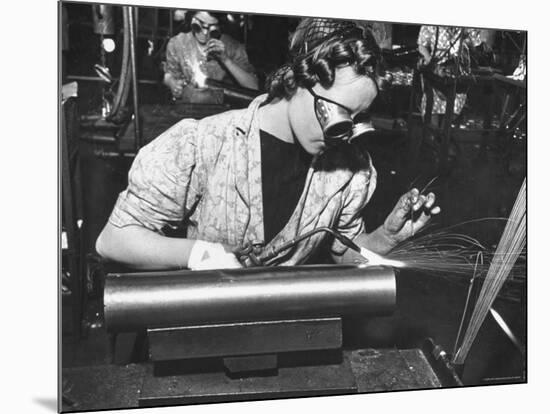 Women Working in Small Arms Factory-Hans Wild-Mounted Photographic Print