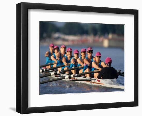 Womens Eights Rowing Team in Action-null-Framed Photographic Print