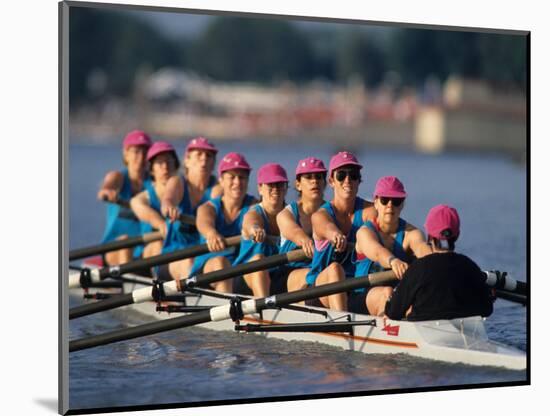 Womens Eights Rowing Team in Action-null-Mounted Photographic Print