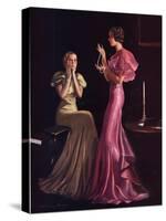 Womens Evening Gowns Dresses Pearls Jewellery Glamour Clothing Clothes, UK, 1930-null-Stretched Canvas