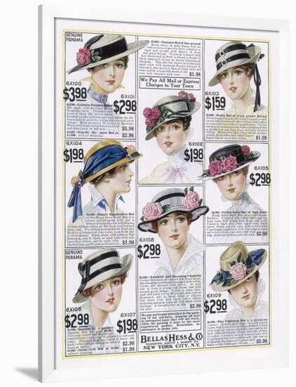 Womens Hats 1916-null-Framed Art Print