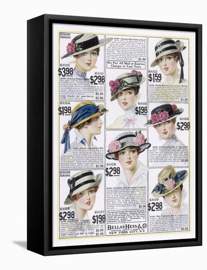 Womens Hats 1916-null-Framed Stretched Canvas