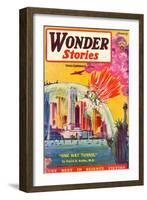 Wonder Stories, NY Dome-Frank R Paul-Framed Art Print