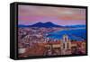 Wonderful City View of Naples Italy with Mount Ves-Markus Bleichner-Framed Stretched Canvas