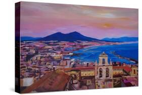 Wonderful City View of Naples Italy with Mount Ves-Markus Bleichner-Stretched Canvas