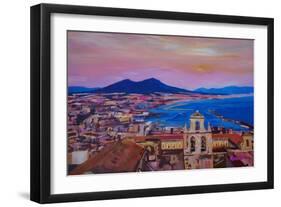 Wonderful City View of Naples Italy with Mount Ves-Markus Bleichner-Framed Art Print