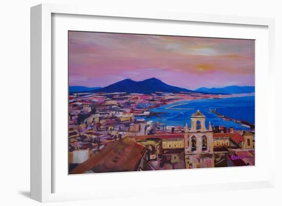 Wonderful City View of Naples Italy with Mount Ves-Markus Bleichner-Framed Art Print