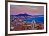 Wonderful City View of Naples Italy with Mount Ves-Markus Bleichner-Framed Art Print