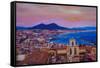 Wonderful City View of Naples Italy with Mount Ves-Markus Bleichner-Framed Stretched Canvas