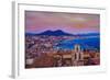 Wonderful City View of Naples Italy with Mount Ves-Markus Bleichner-Framed Art Print