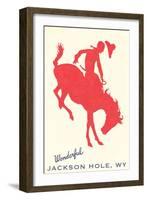 Wonderful Jackson Hole, Bronco Silhouette-null-Framed Art Print