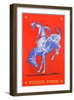 Wonderful Wyoming, Bucking Bronco-null-Framed Art Print