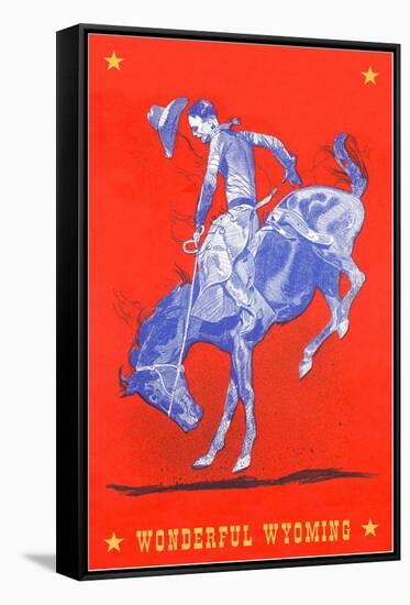 Wonderful Wyoming, Bucking Bronco-null-Framed Stretched Canvas