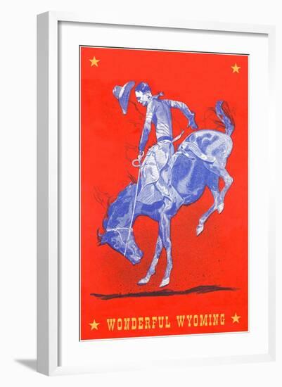 Wonderful Wyoming, Bucking Bronco-null-Framed Art Print