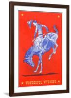 Wonderful Wyoming, Bucking Bronco-null-Framed Art Print