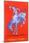 Wonderful Wyoming, Bucking Bronco-null-Mounted Premium Giclee Print