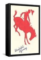 Wonderful Wyoming, Silhouette of Bronco Rider-null-Framed Stretched Canvas