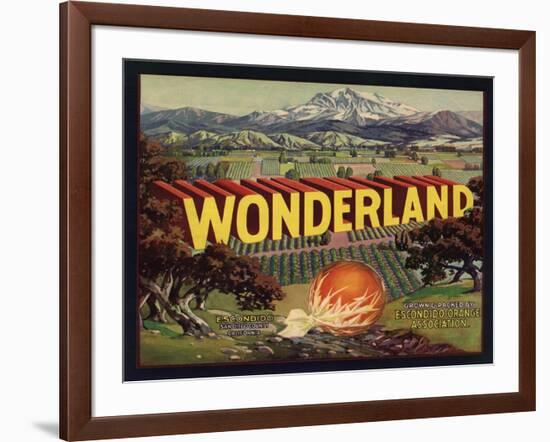 Wonderland Brand - Escondido, California - Citrus Crate Label-Lantern Press-Framed Art Print