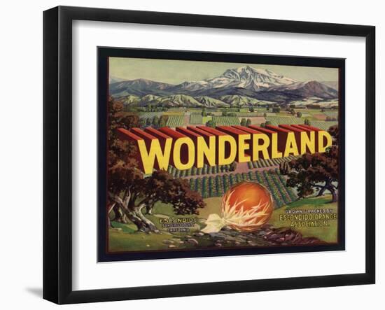 Wonderland Brand - Escondido, California - Citrus Crate Label-Lantern Press-Framed Art Print