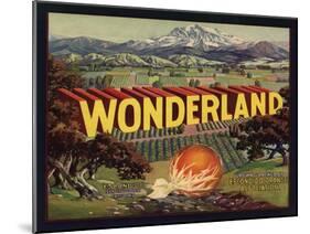 Wonderland Brand - Escondido, California - Citrus Crate Label-Lantern Press-Mounted Art Print