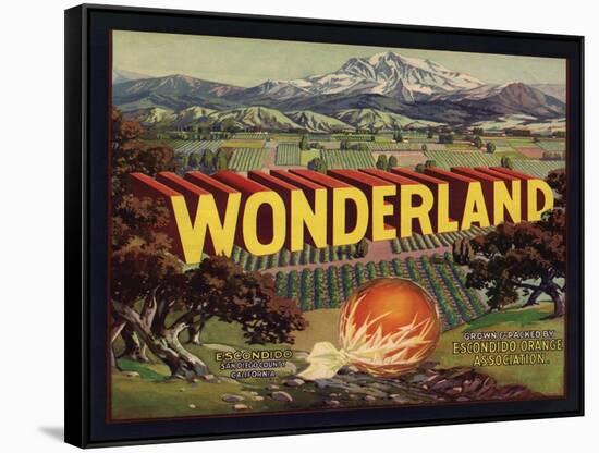 Wonderland Brand - Escondido, California - Citrus Crate Label-Lantern Press-Framed Stretched Canvas