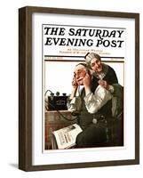 "Wonders of Radio" or "Listen, Ma!" Saturday Evening Post Cover, May 20,1922-Norman Rockwell-Framed Giclee Print