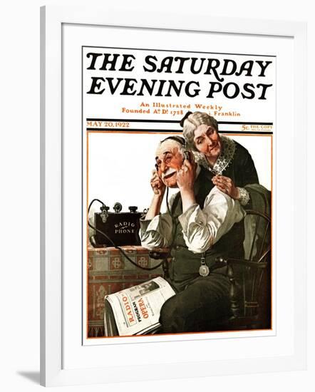 "Wonders of Radio" or "Listen, Ma!" Saturday Evening Post Cover, May 20,1922-Norman Rockwell-Framed Giclee Print