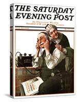 "Wonders of Radio" or "Listen, Ma!" Saturday Evening Post Cover, May 20,1922-Norman Rockwell-Stretched Canvas