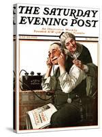 "Wonders of Radio" or "Listen, Ma!" Saturday Evening Post Cover, May 20,1922-Norman Rockwell-Stretched Canvas