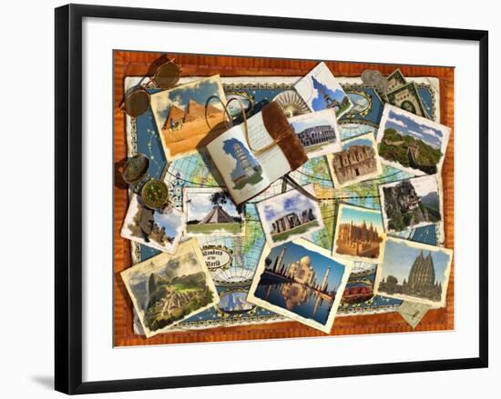 Wonders of the World Postcards-Garry Walton-Framed Art Print