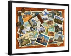 Wonders of the World Postcards-Garry Walton-Framed Art Print