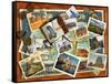 Wonders of the World Postcards-Garry Walton-Framed Stretched Canvas