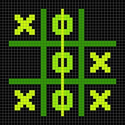 8-Bit Pixel Art Tic Tac Toe Game - Winning Position
