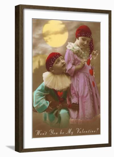 Wont You Be My Valentine? Child Clowns-null-Framed Art Print