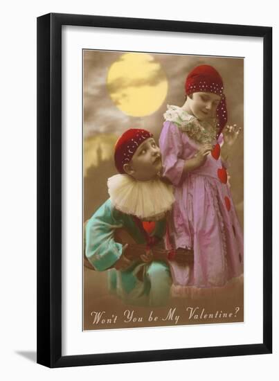 Wont You Be My Valentine? Child Clowns-null-Framed Art Print