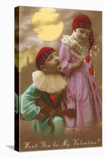 Wont You Be My Valentine? Child Clowns-null-Stretched Canvas
