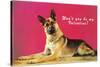 Wont You be My Valentine? Quizzical German Shepherd-null-Stretched Canvas