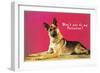 Wont You be My Valentine? Quizzical German Shepherd-null-Framed Art Print